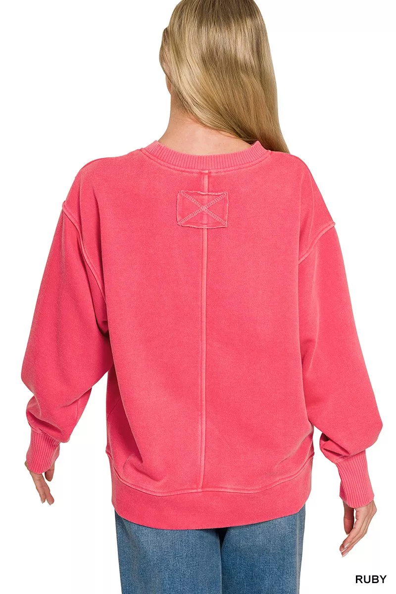 Pigment Dye Exposed-seam Fleece Sweatshirt, image 3
