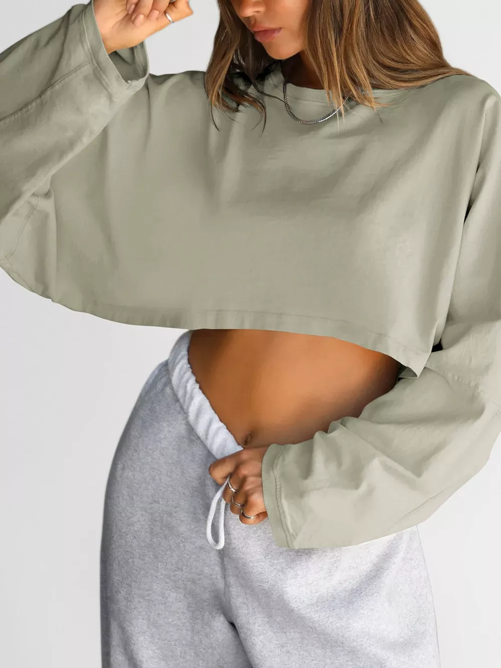 Long Sleeve Cropped Sweatshirt, image 33