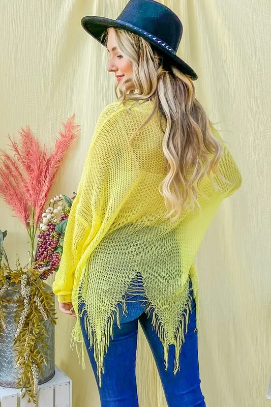 Distressed Mesh V Neck Spring Sweater Cover Up, image 8