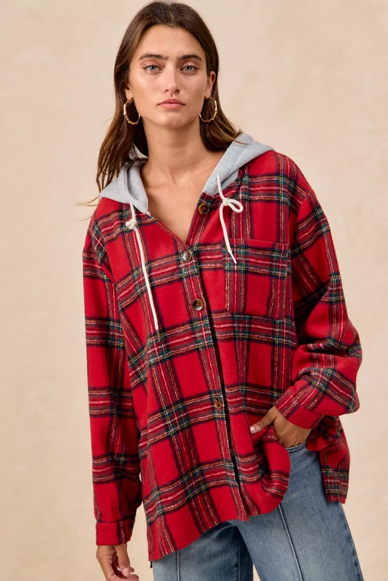 Brushed Plaid Hooded Jacket, image 19