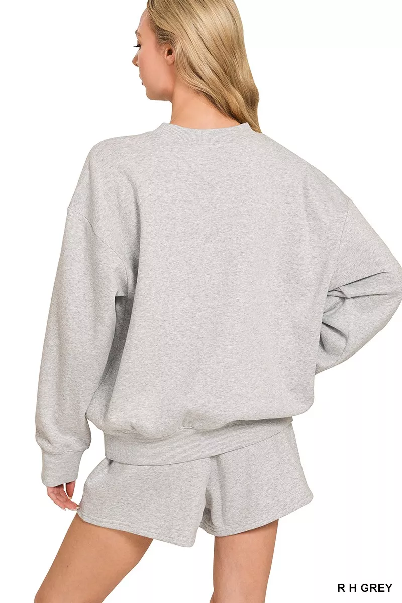 Fleece Long Sleeve Sweatshirts & Shorts Set, image 3