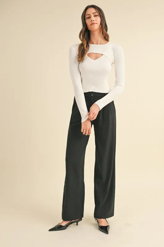 Cut Out Long Sleeve Ribbed Knit Top, image 7