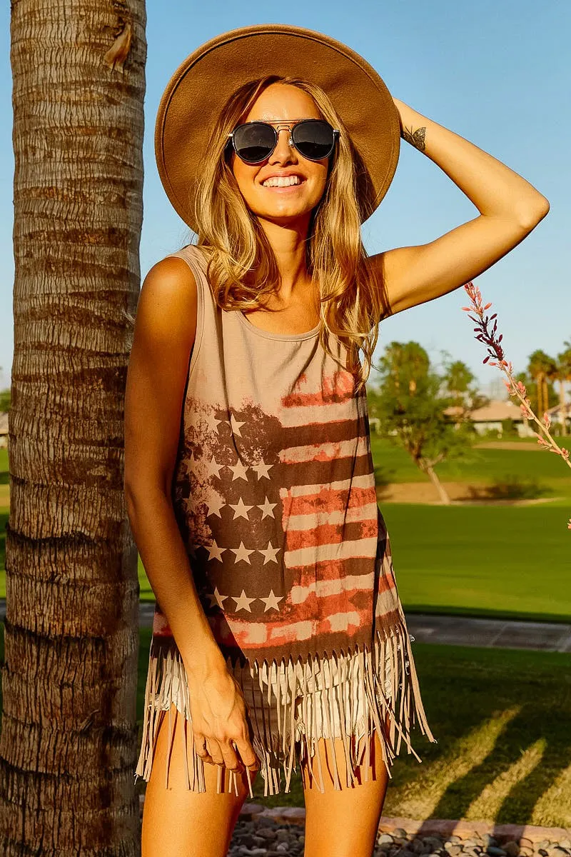 American Flag Print Knit Sleeveless Top, image 17