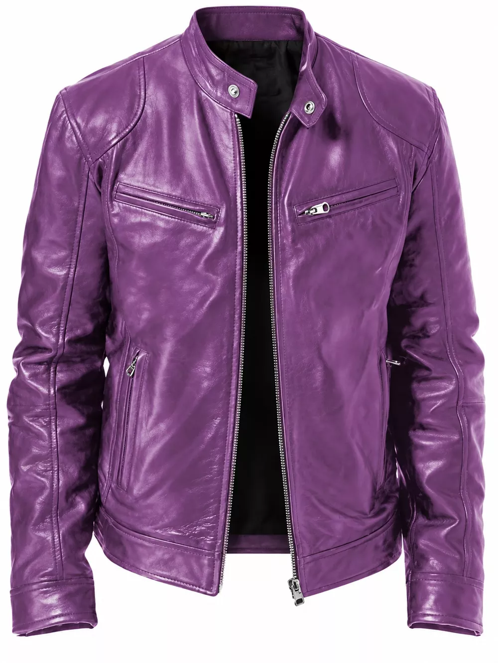 Men's Full Size Faux Leather Zip Up Jacket Plus Size, image 84