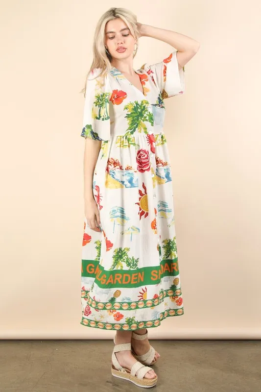 Button Down Printed Midi Dress, image 3