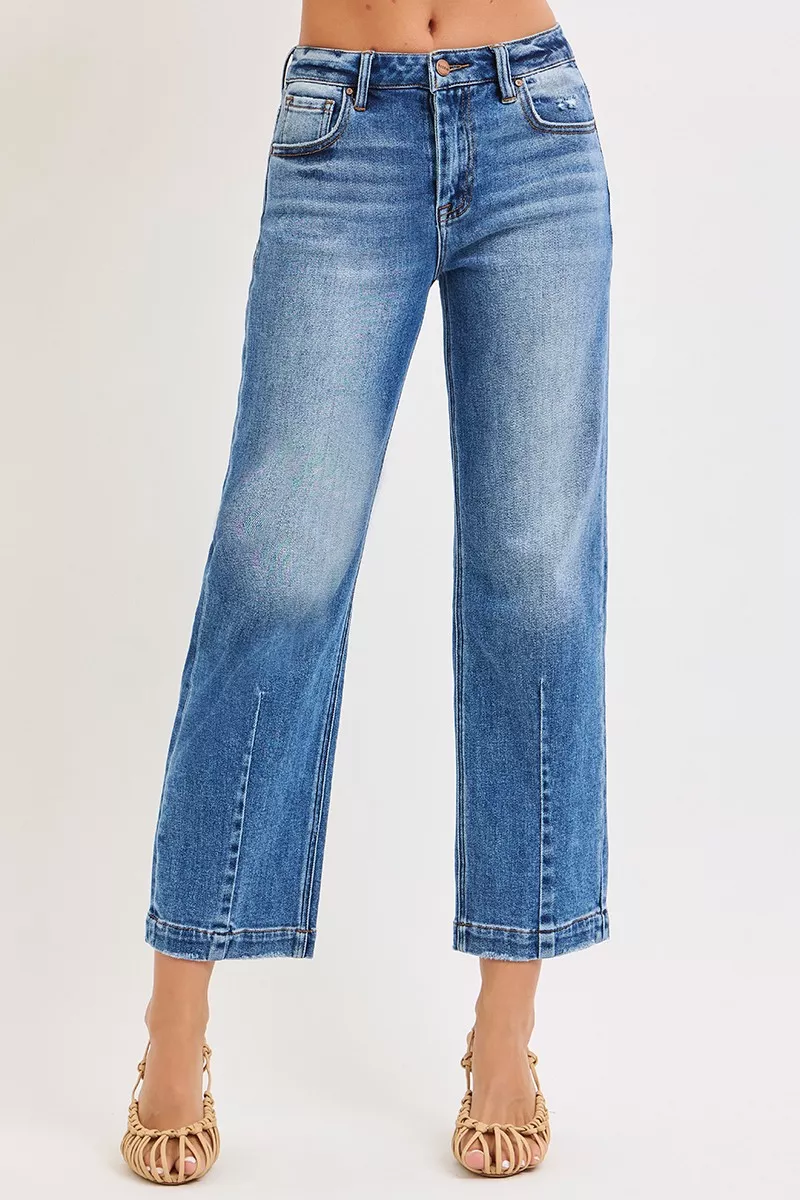 High Rise Crop Boyfriend Tapered Jeans