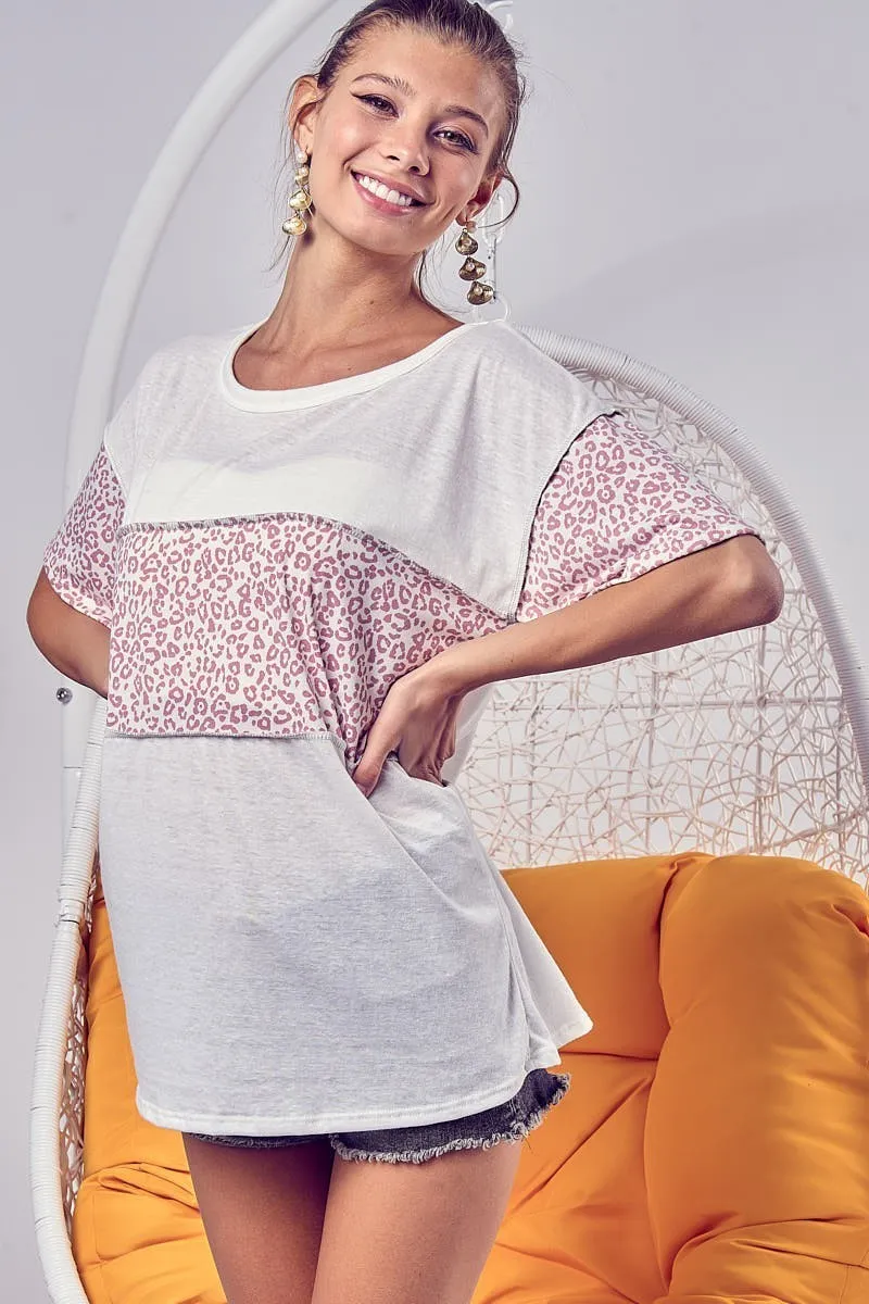 Triblend Knit with Leopard Block Out Stitching, image 3