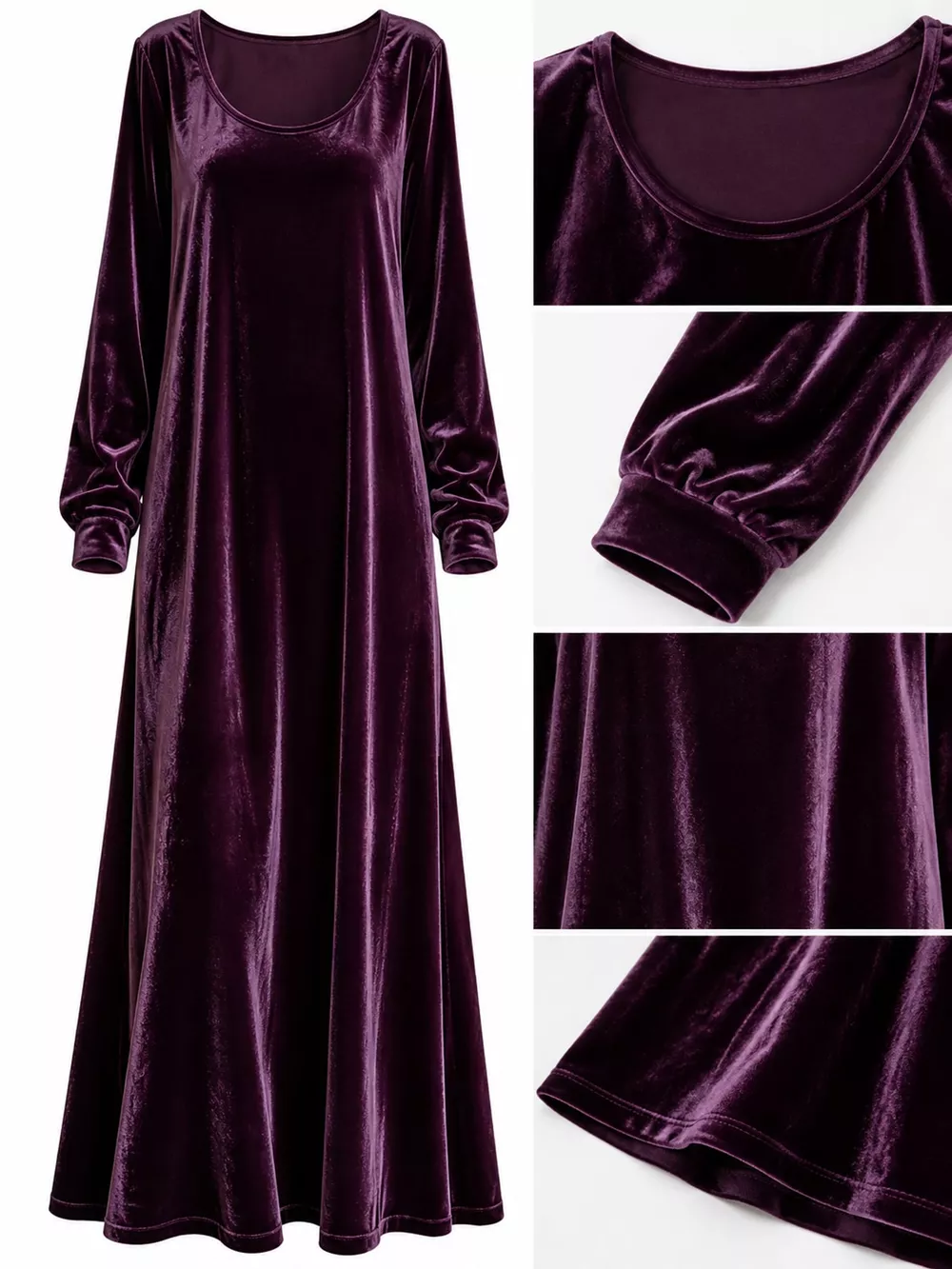 Velvet Long-Sleeve Maxi Dress, image 31