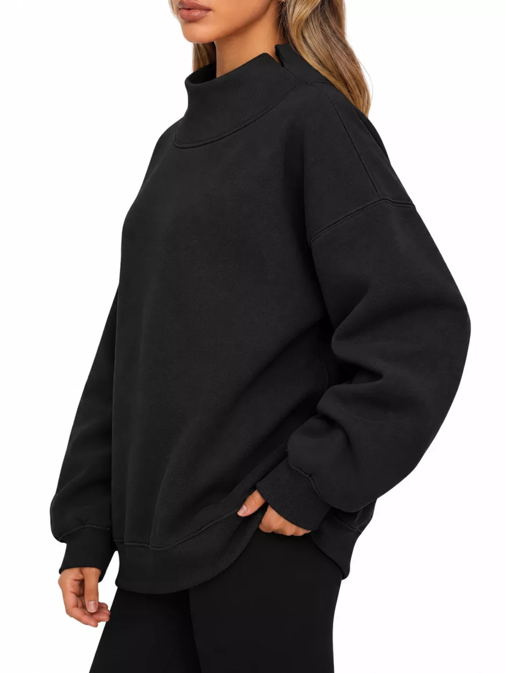 Oversized Mock Neck Long Sleeve Sweatshirt, image 18