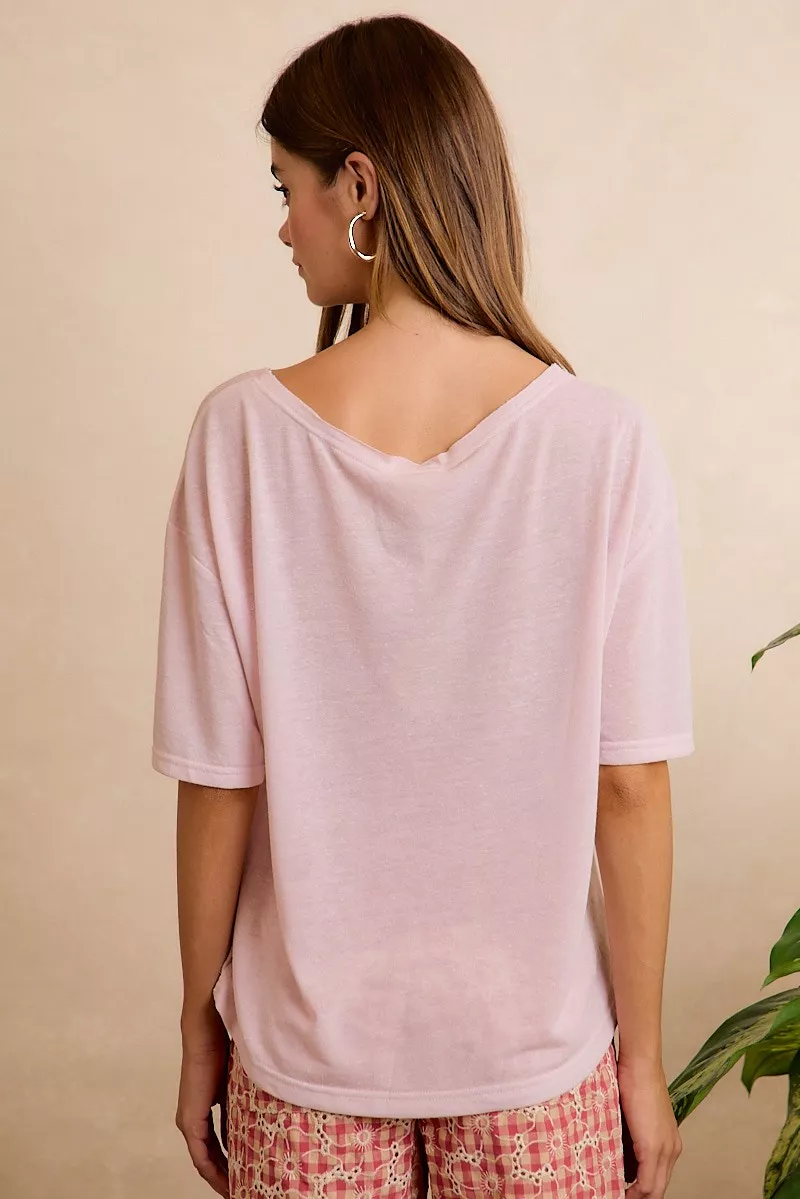 BiBi Solid Jersey Relaxed Fit Short Sleeves Pocket Top, image 3