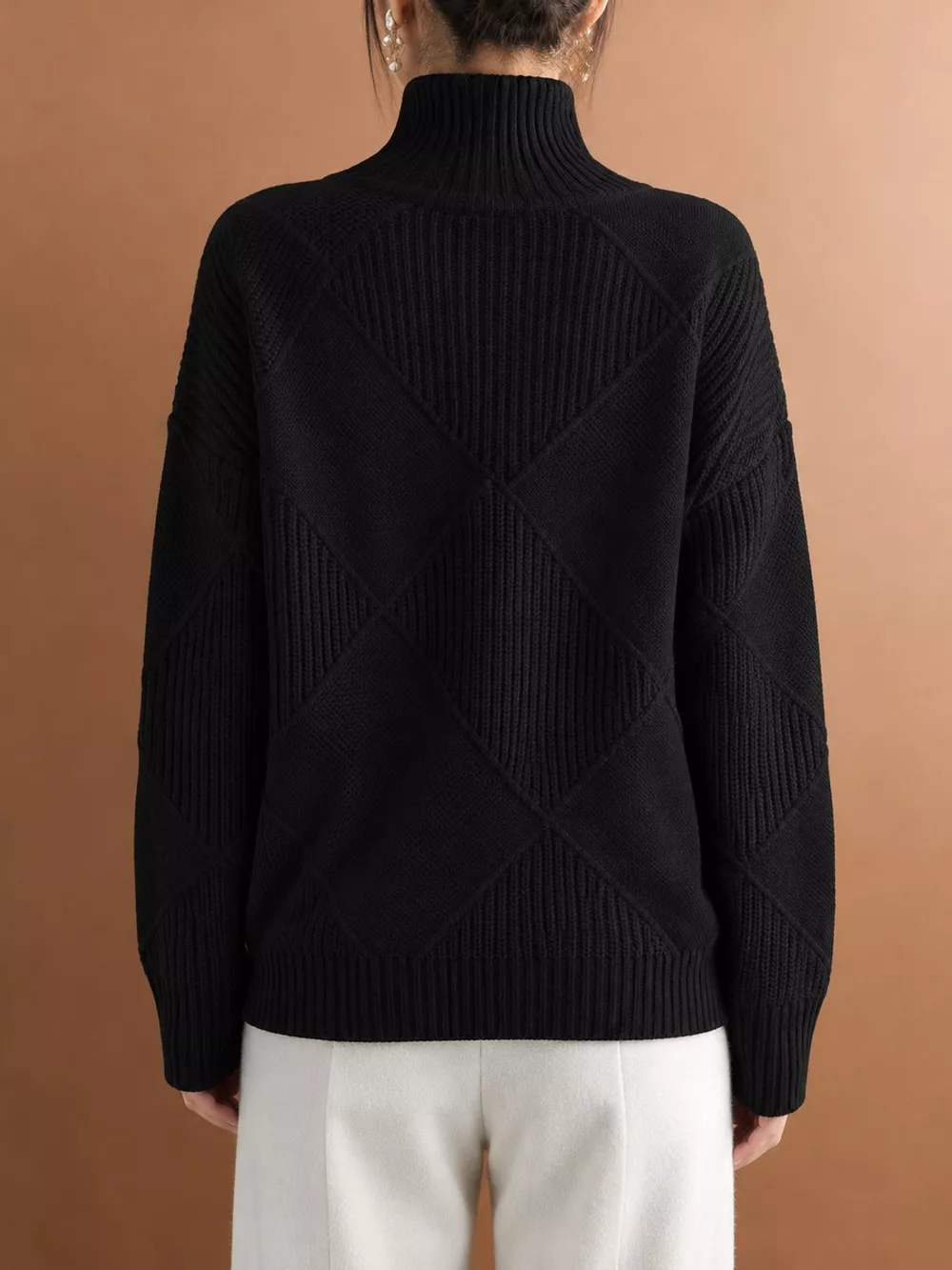 Full Size Diamond Pattern Turtleneck Sweater Plus Size, image 22