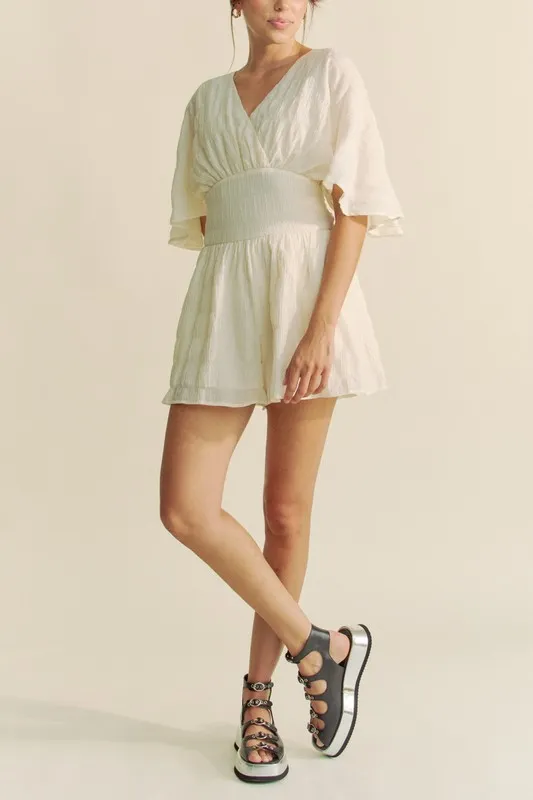 Batwing Sleeve Waist Belt Romper, image 7