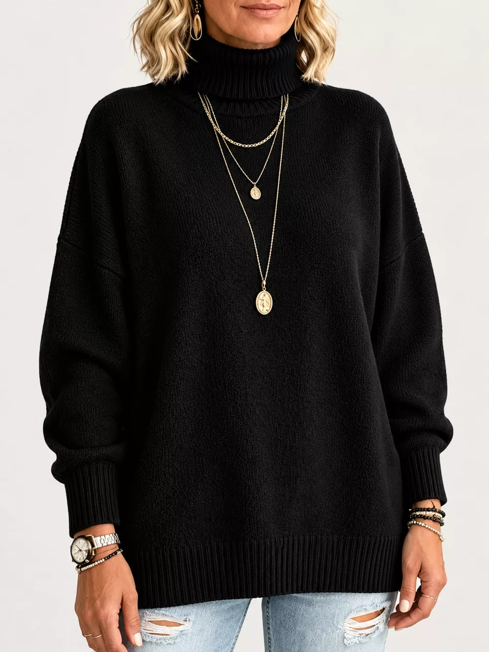 Turtleneck Dropped Shoulder Sweater, image 10