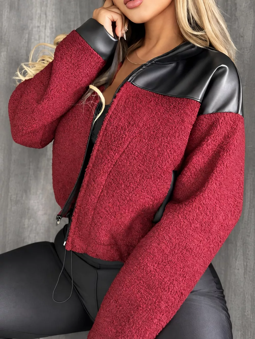Sherpa Contrast Zip-Up Jacket, image 12