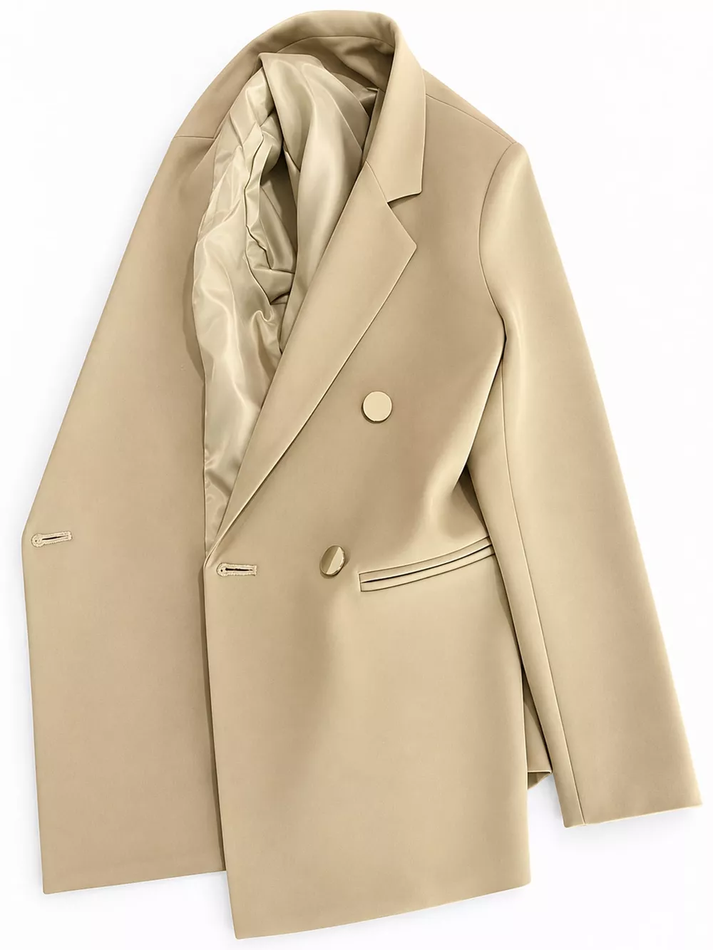 Full Size Minimalist Double-Breasted White Blazer Plus Size, image 33