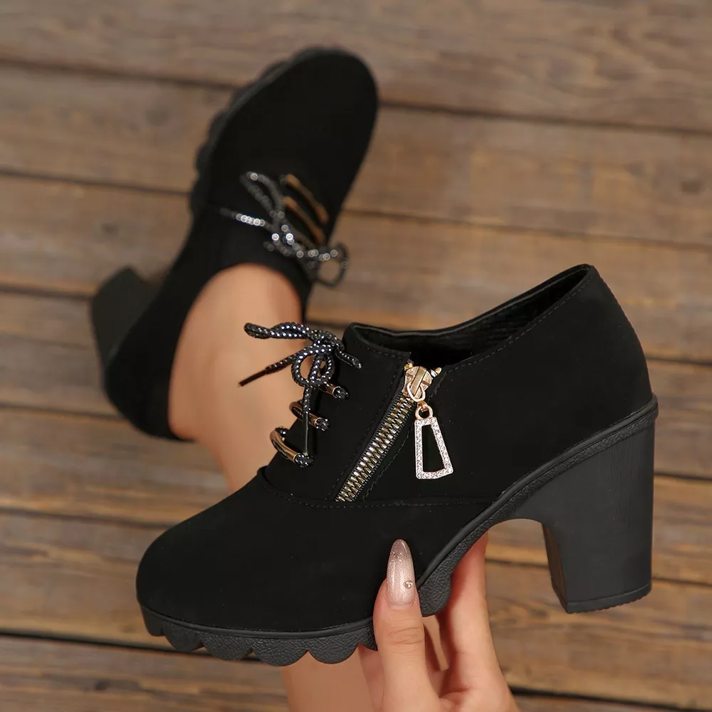 Lace-Up Block Heel Pumps, image 3