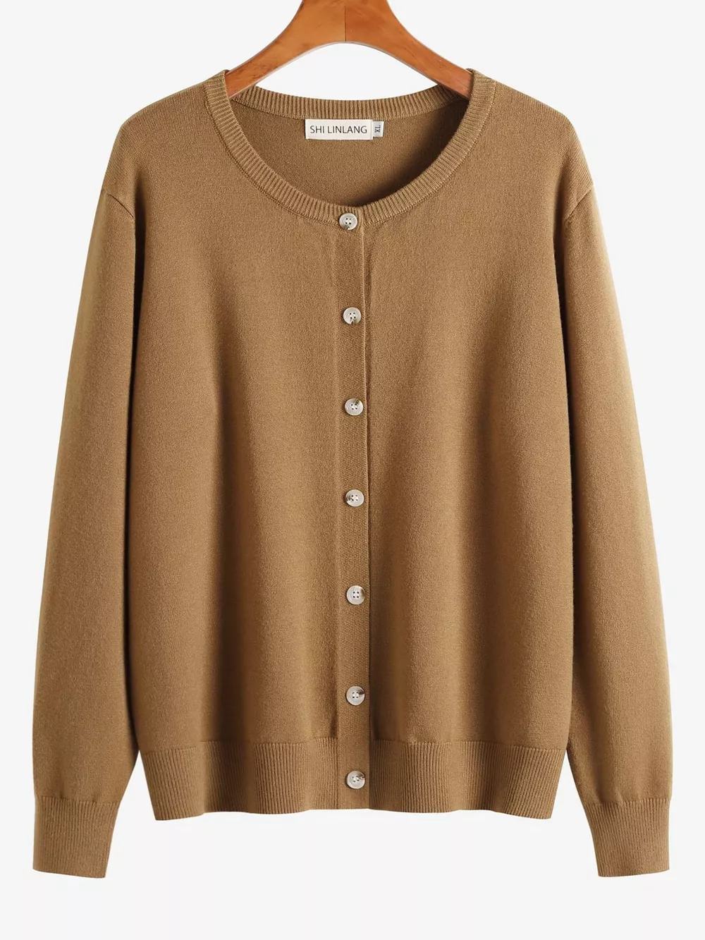 Plus Size Crew Neck Button-Down Knit Cardigan, image 20