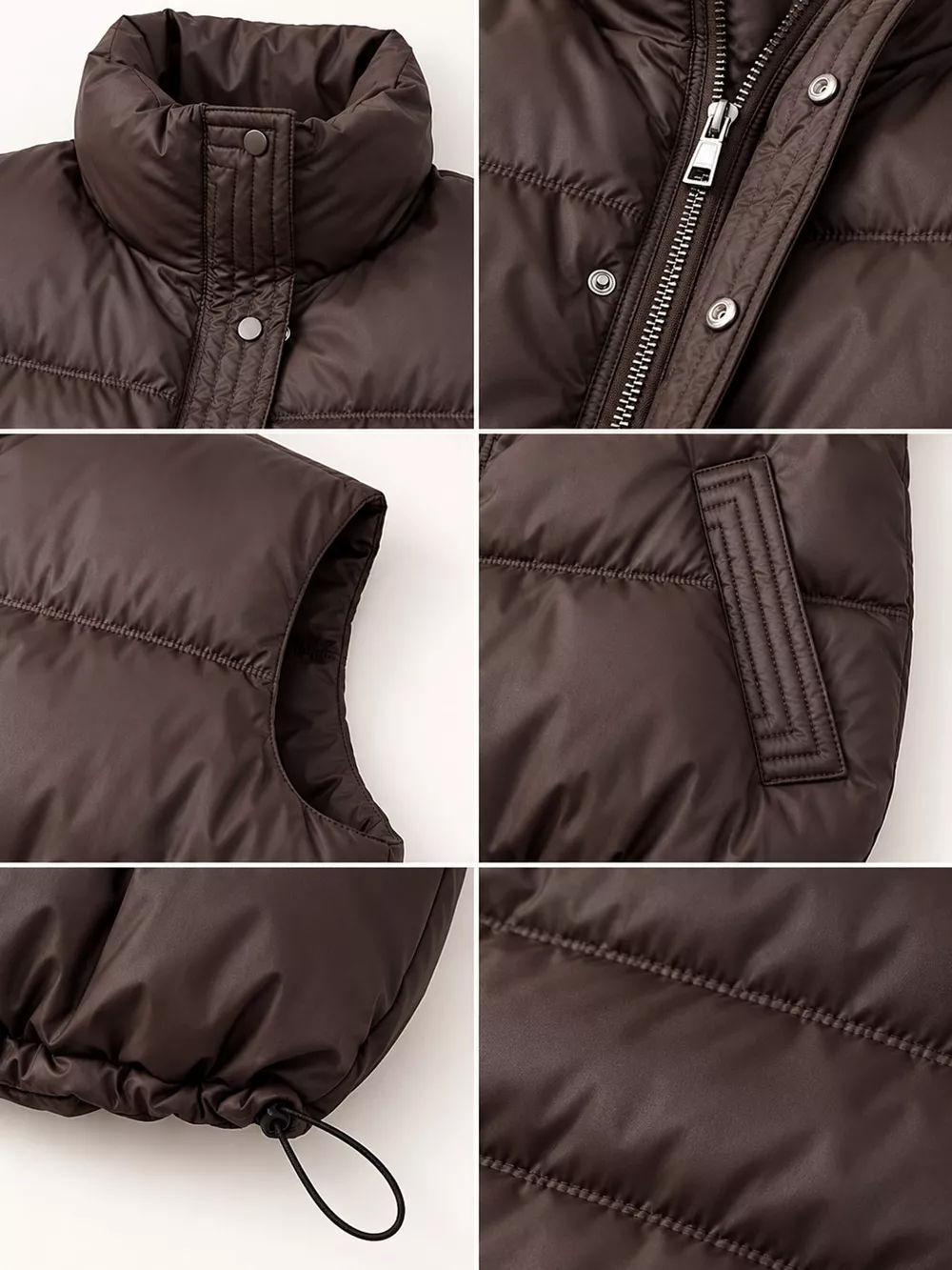 Drawstring Snap Down Puffer Vest Coat, image 10