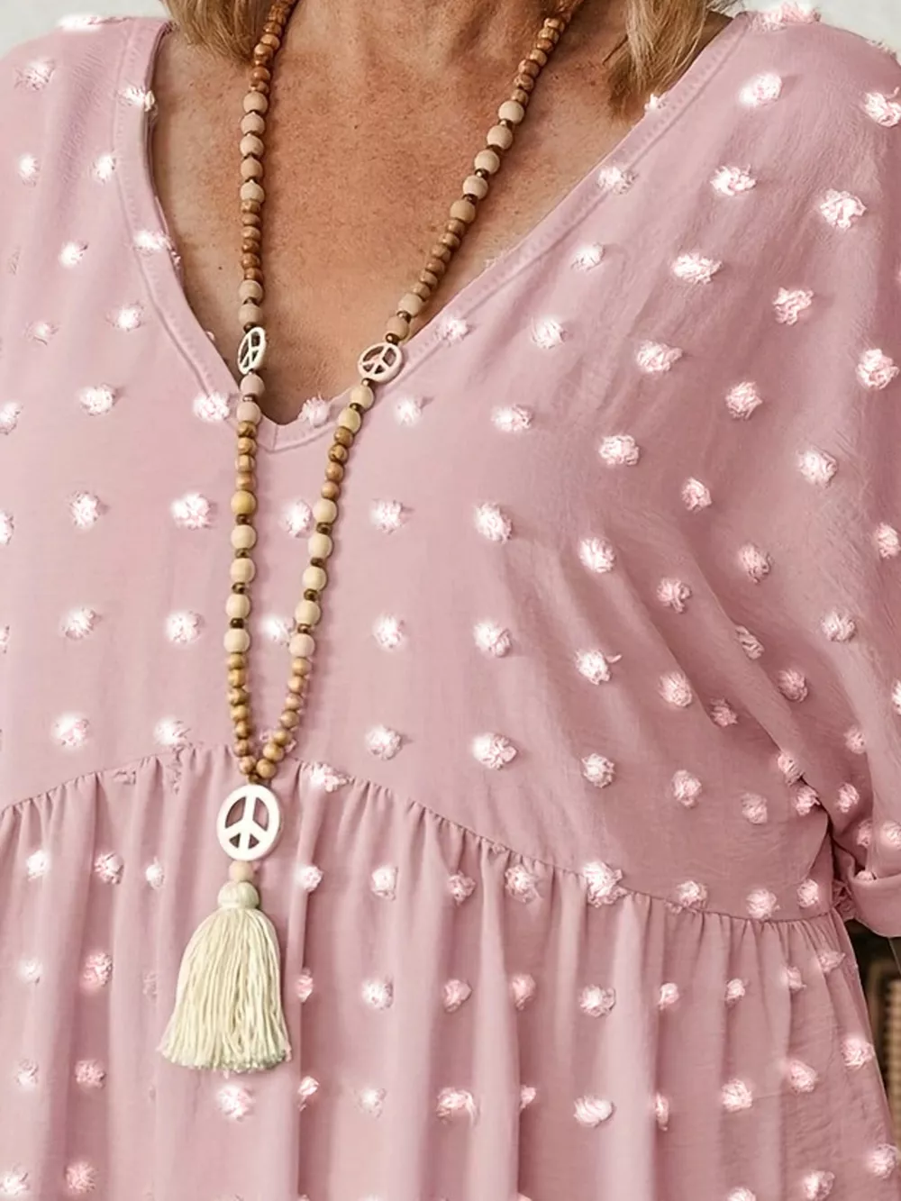 Plus Size Swiss Dot V-Neck Casual Blouse, image 35