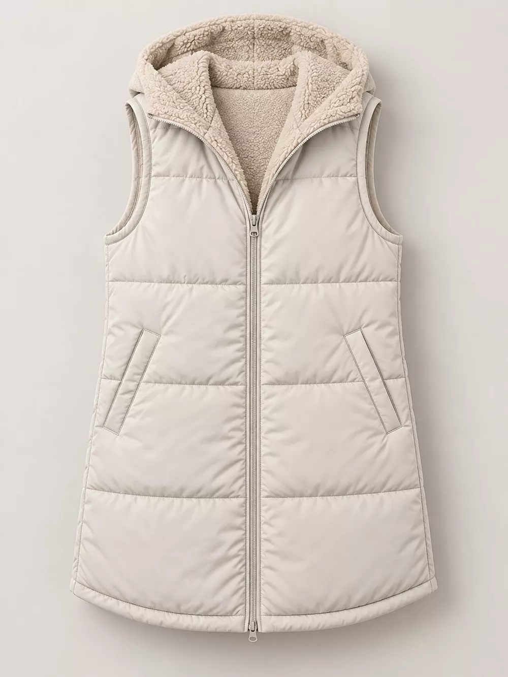 Full Size Hooded Sherpa-Lined Puffer Vest Coat Plus Size, image 27