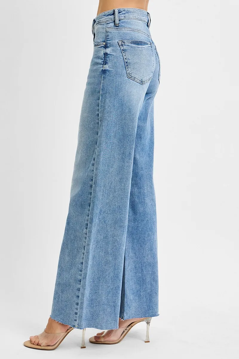 Full Size Tummy Control High Rise Ankle Palazzo Jeans Plus Size, image 4