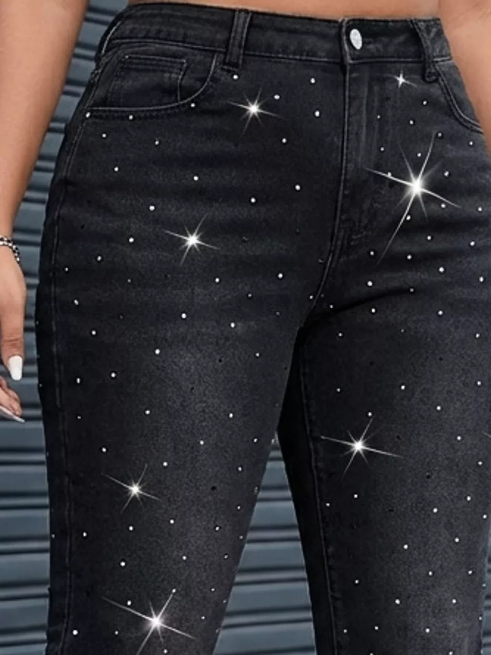 Plus Size Rhinestone Embellished Flare Jeans, image 6
