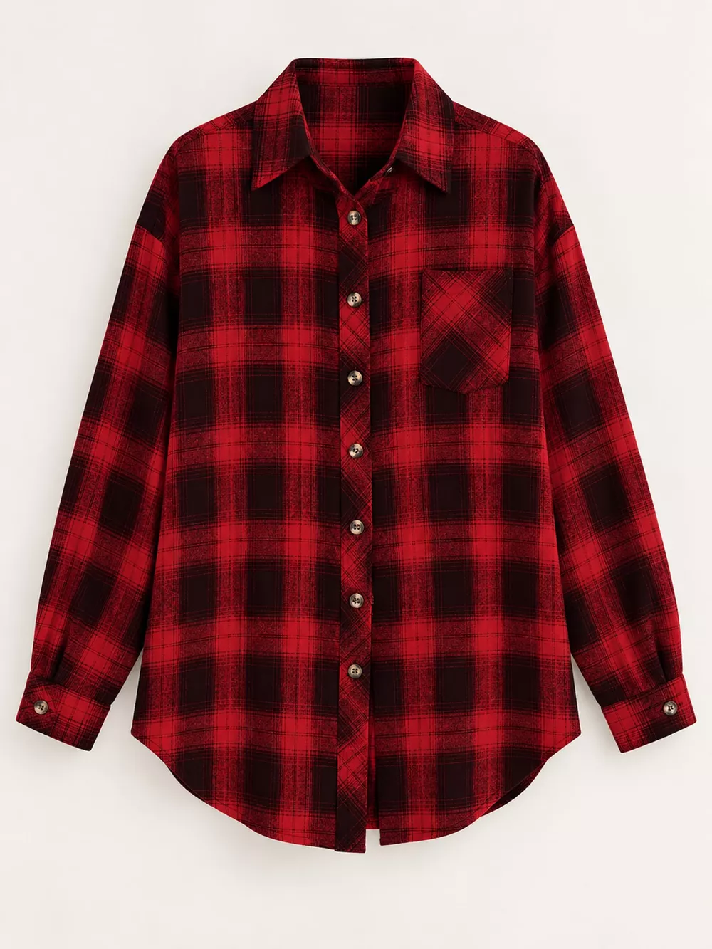 Plaid Button-Down Oversized Shirt, image 12