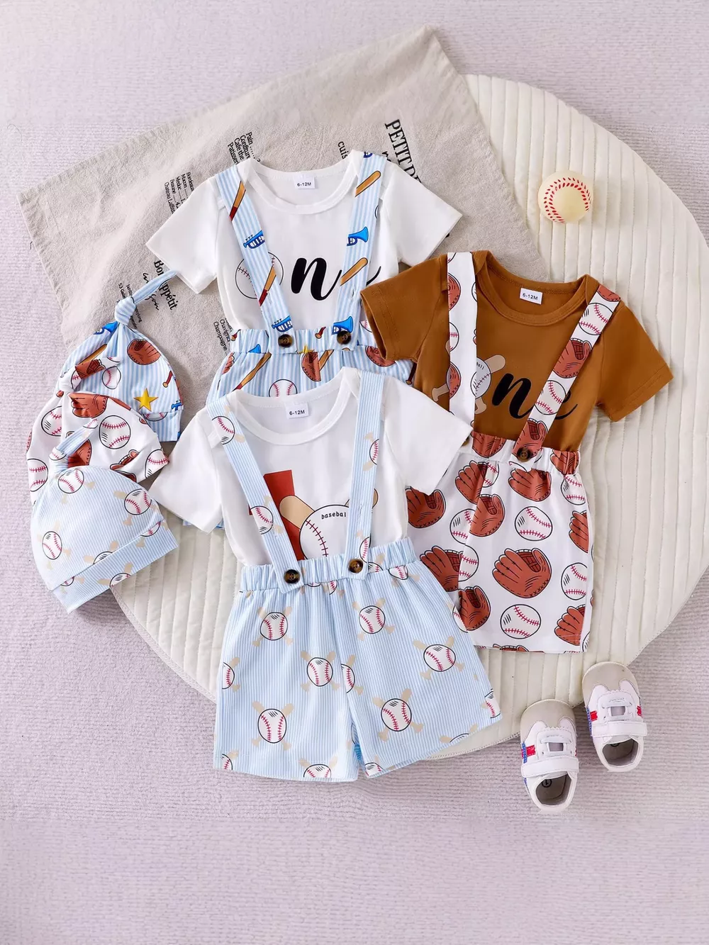Children's Baseball Themed Bodysuit and Suspender Set, image 2