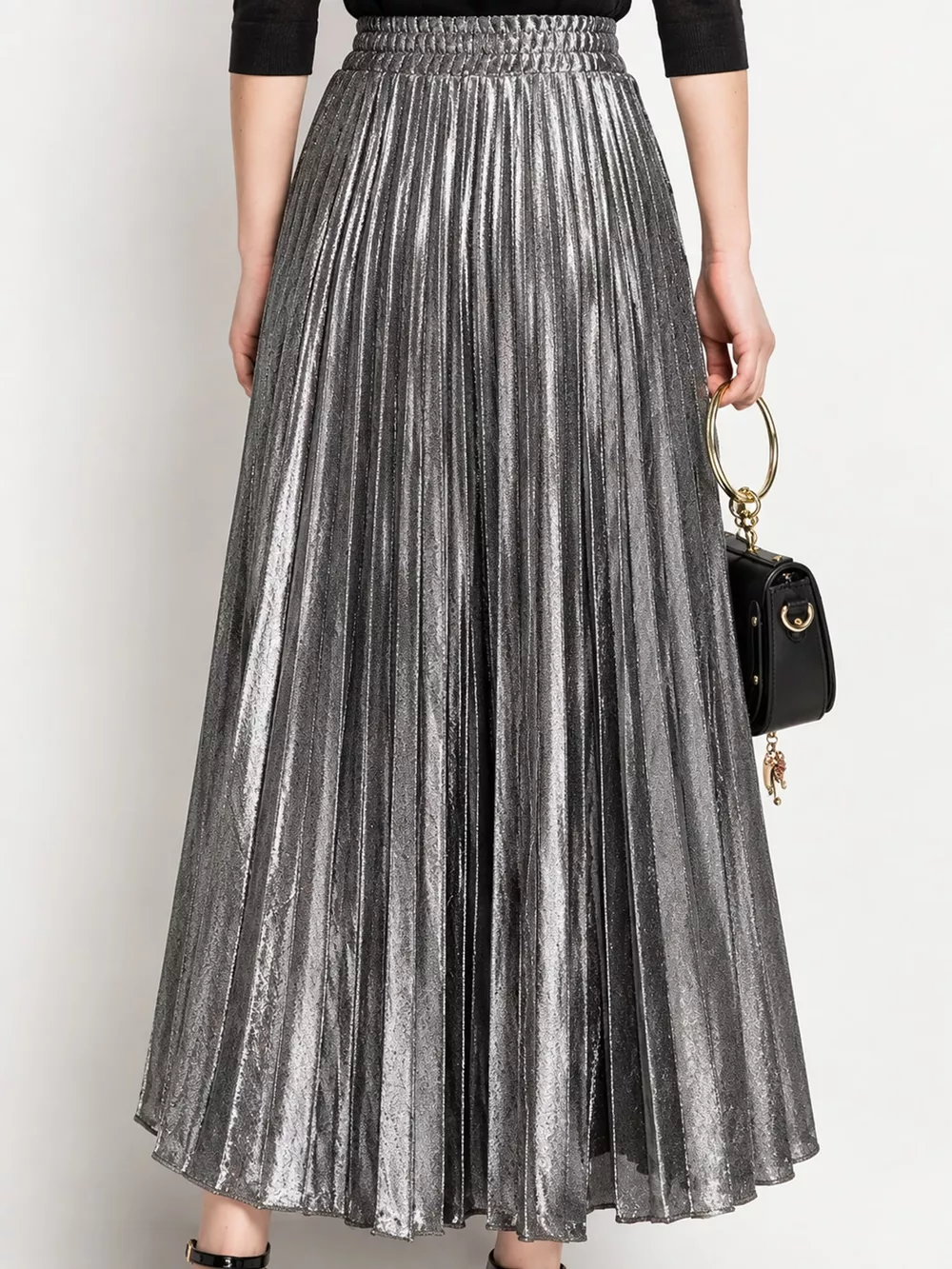 High-Waisted Pleated Maxi Skirt, image 8