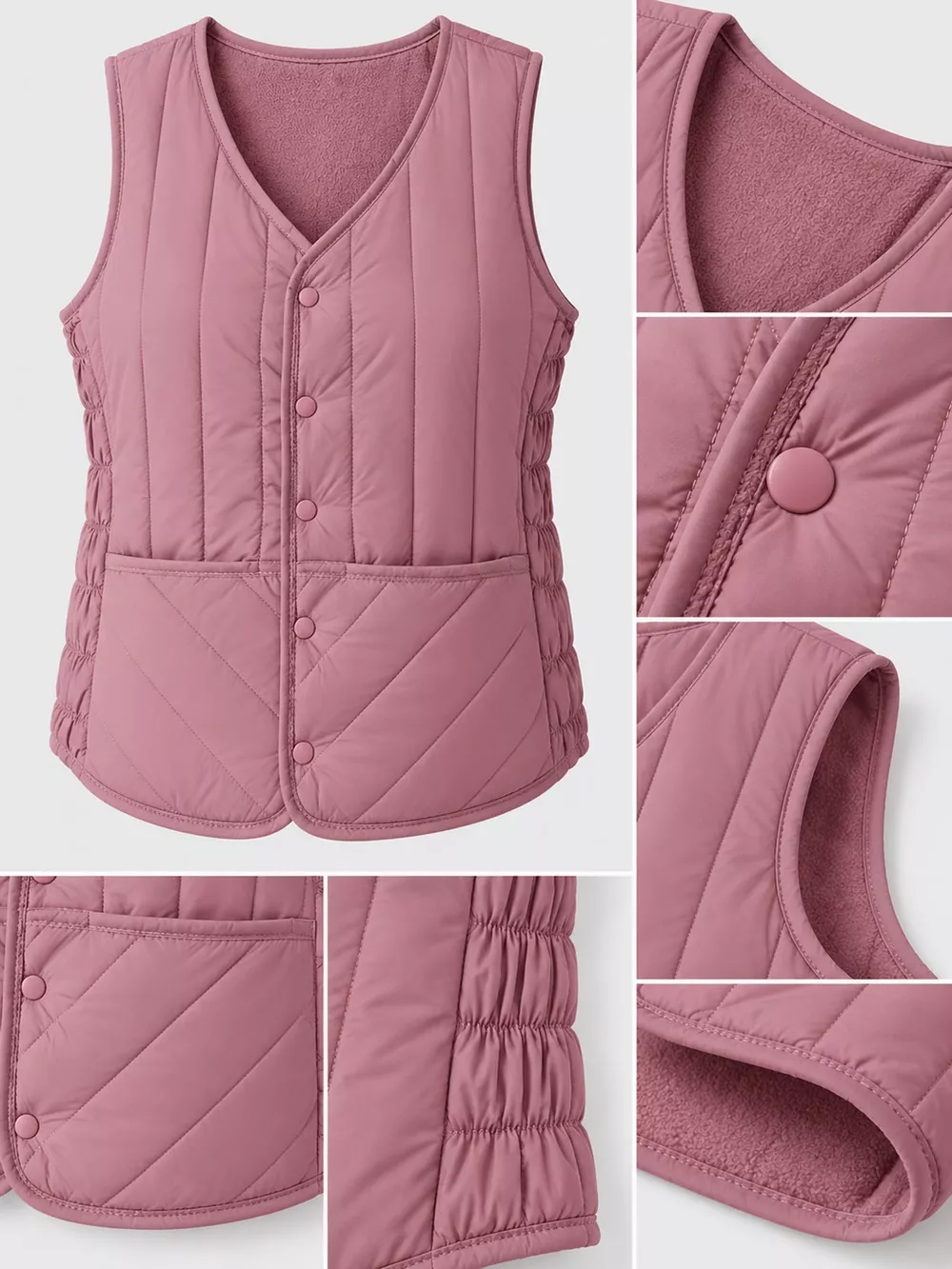 Full Size Quilted Button Up Vest Coat Plus Size, image 27