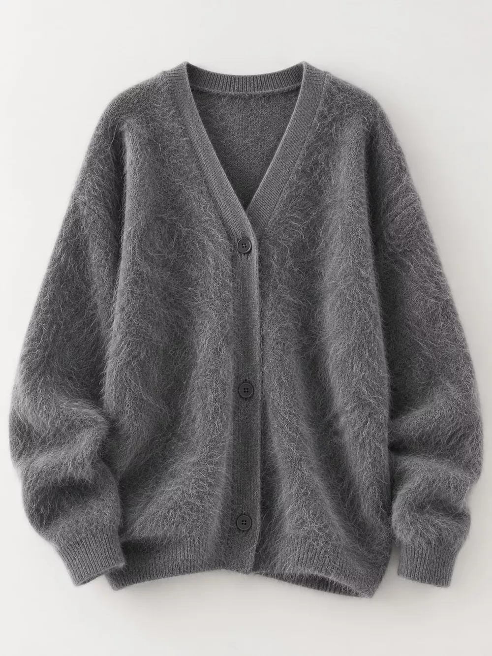 Fuzzy V-Neck Button-Down Cardigan, image 9