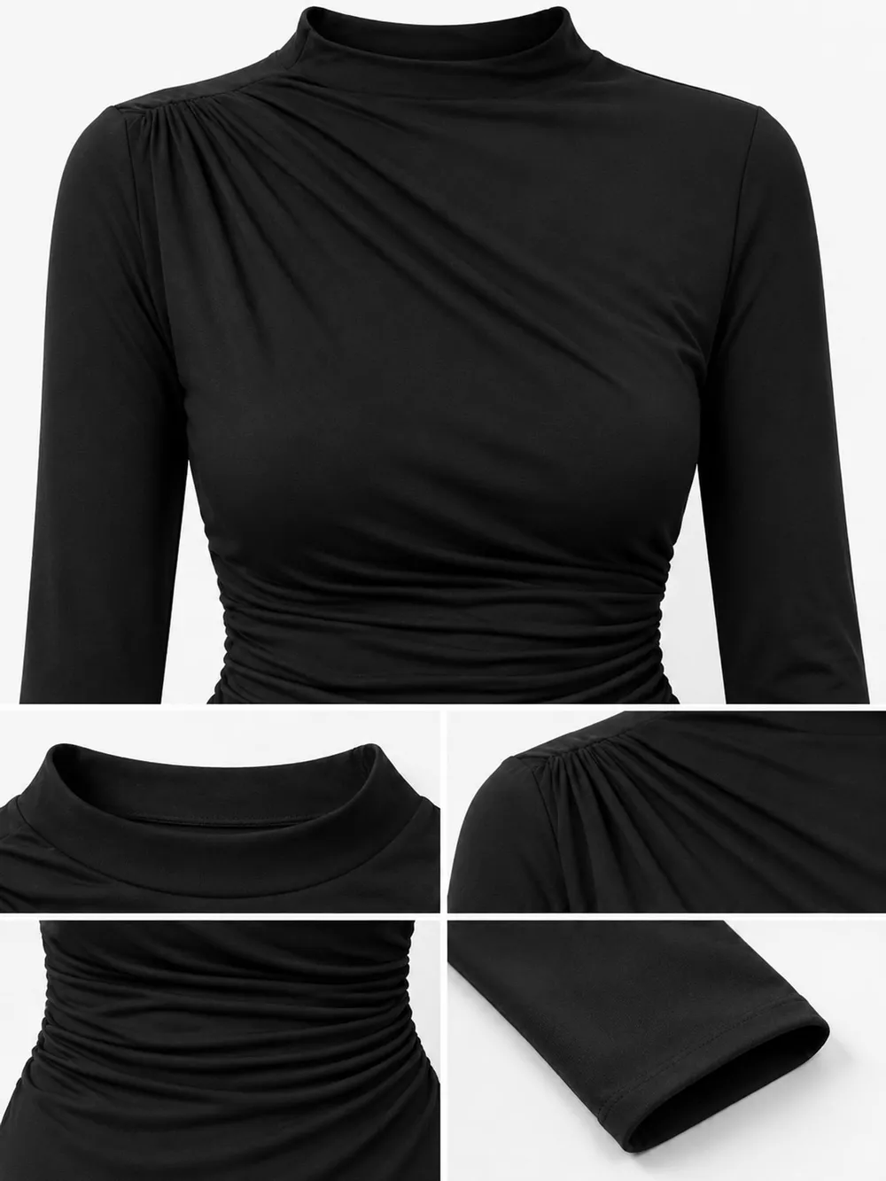 Ruched Long Sleeve Slim-Fit T-Shirt, image 10