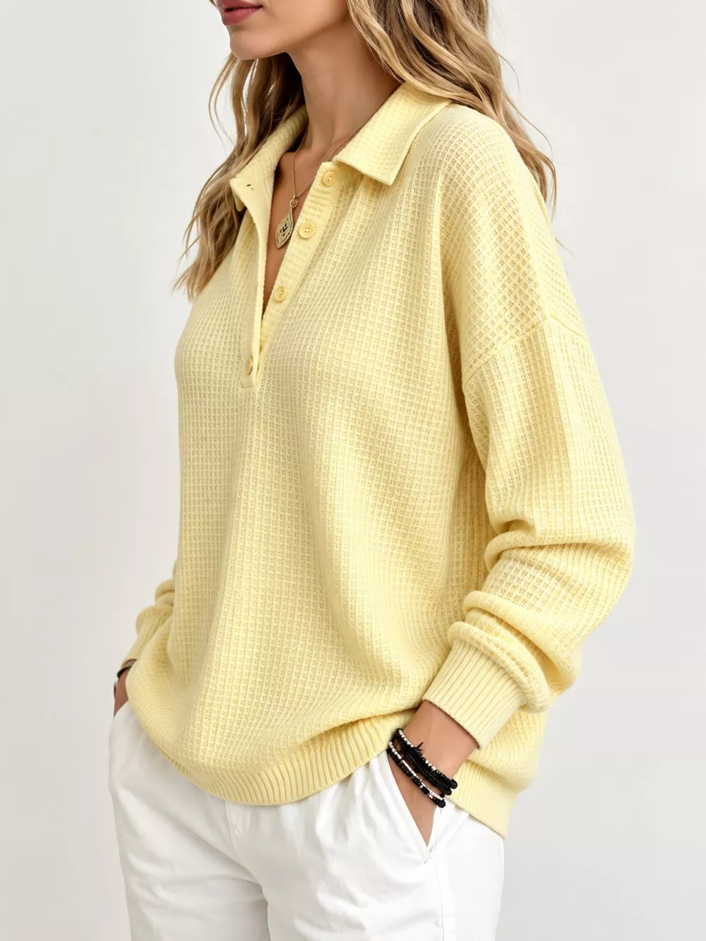 Full Size Waffle Knit Dropped Shoulder Top Plus Size, image 14