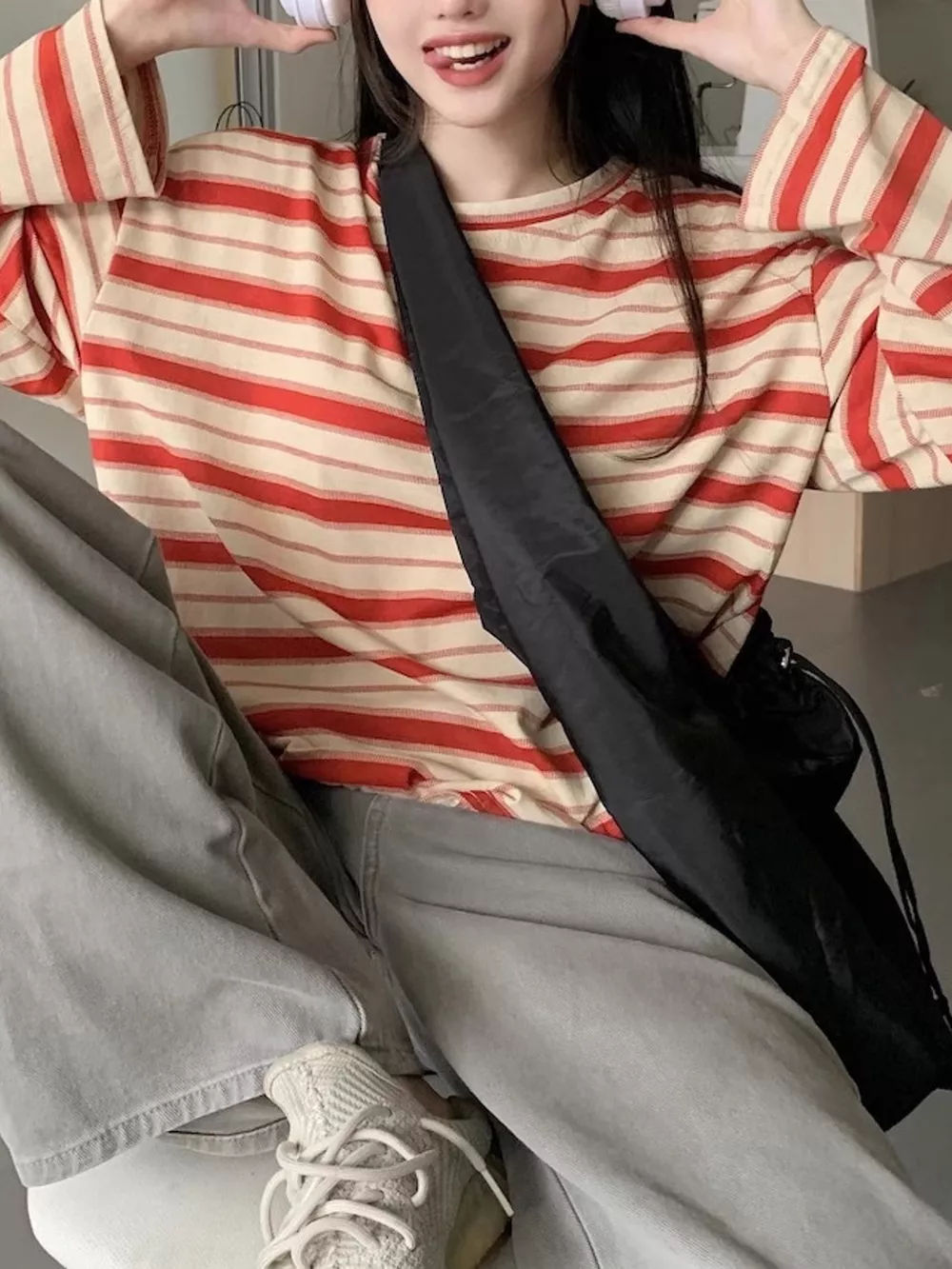 Oversized Striped Crew Neck T-Shirt, image 20