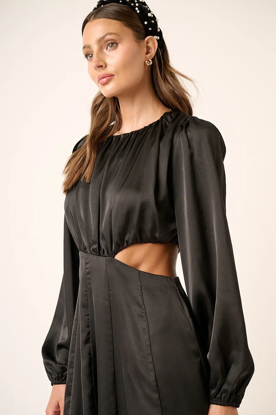 Satin Side Cutout Detail Mini Dress, image 2