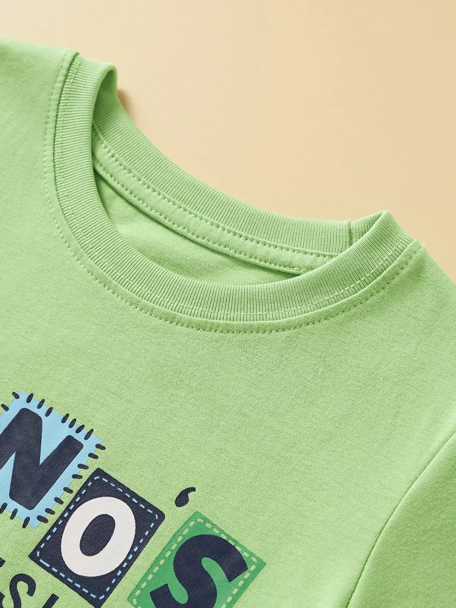Children's Dino Island Graphic T-shirt and Plaid Shorts Set, image 2