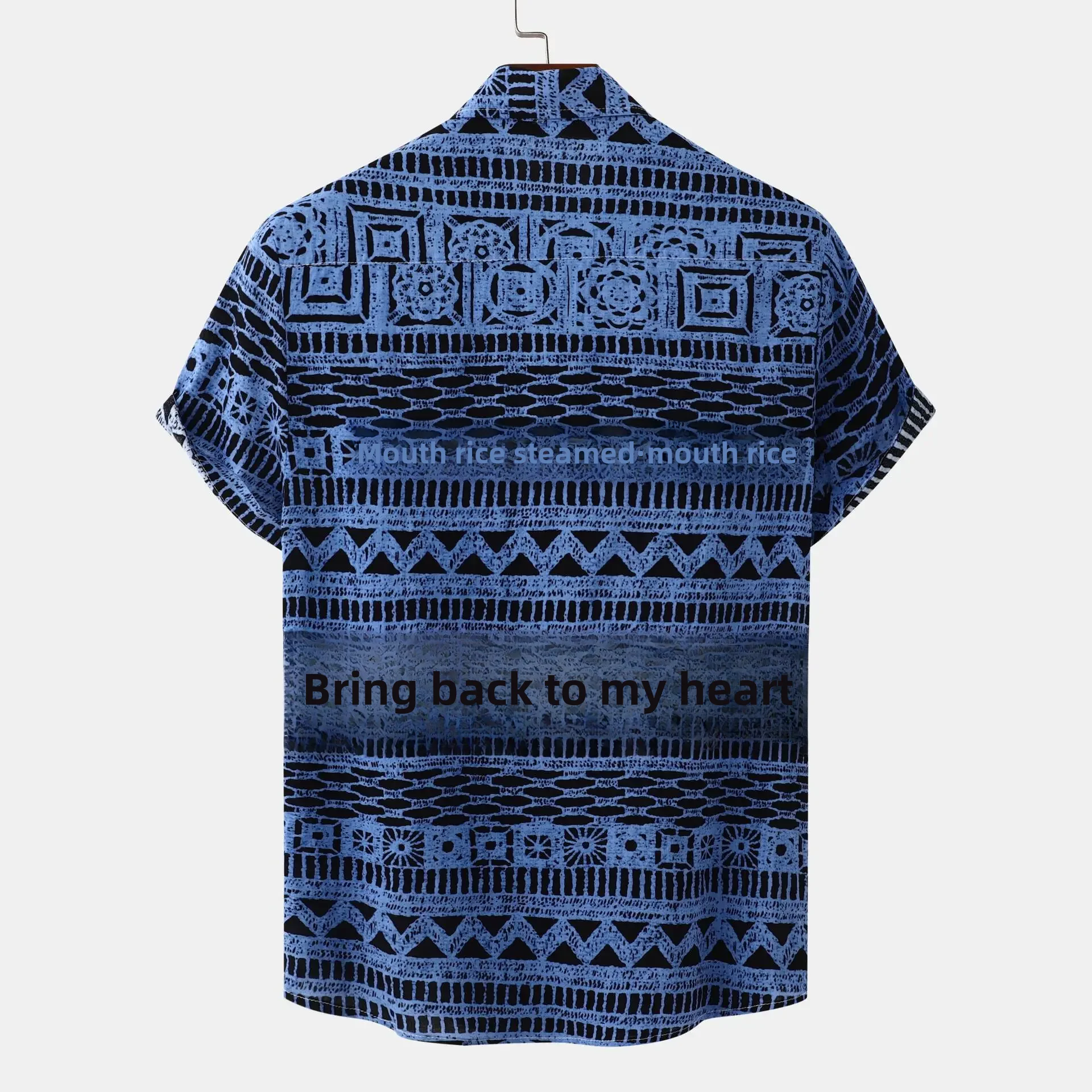 Men's Plus Size Printed Button Up Short Sleeve Shirt, image 2
