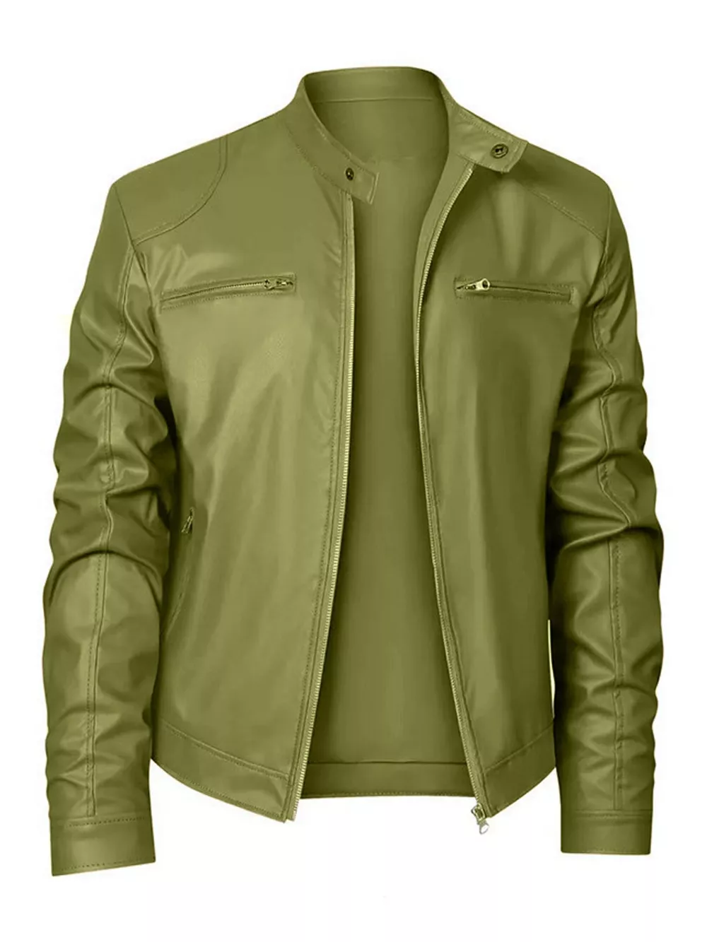 Men's Full Size Faux Leather Zip Up Jacket Plus Size, image 27