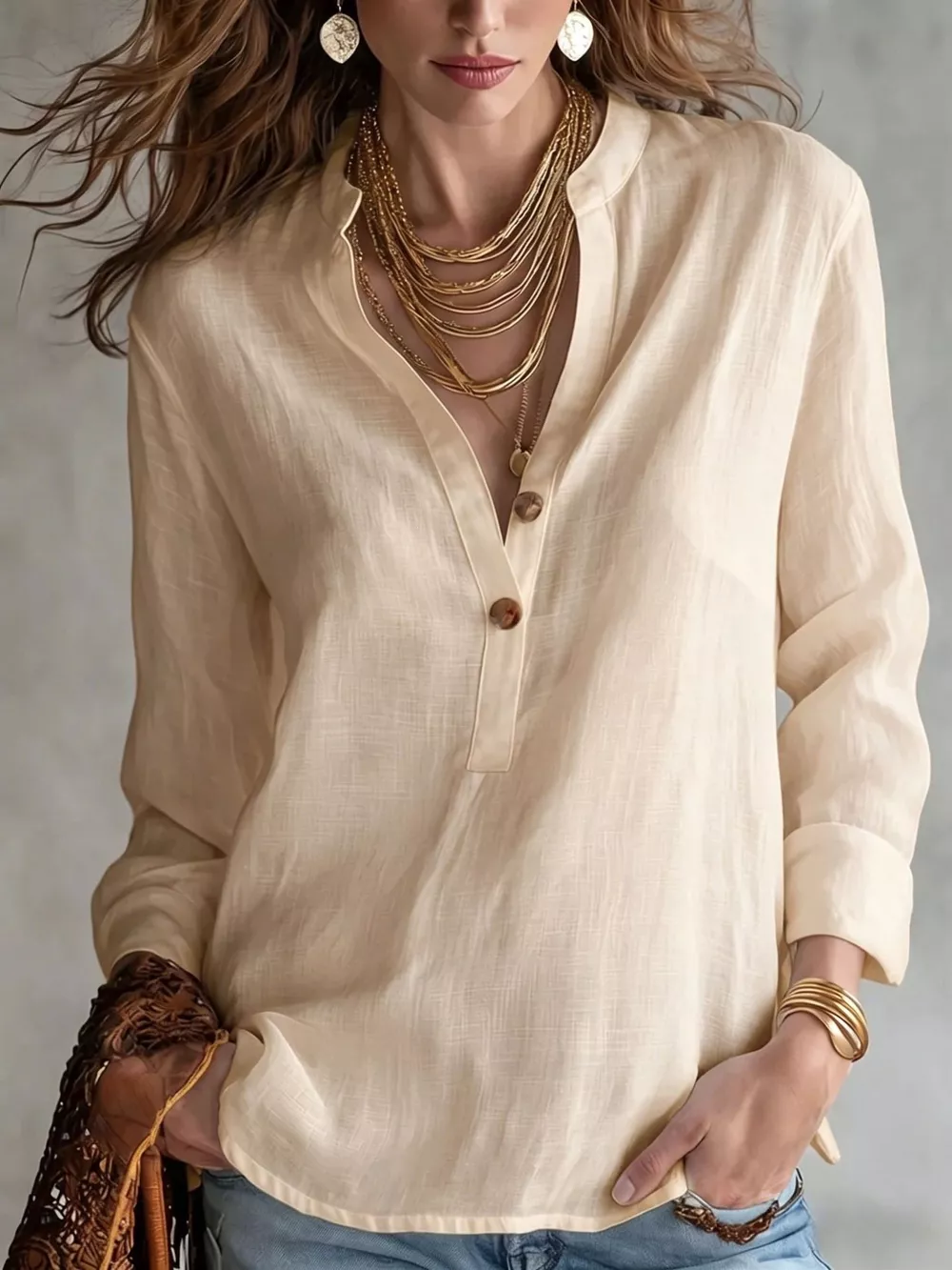 Button Detail Long Sleeve Blouse, image 7