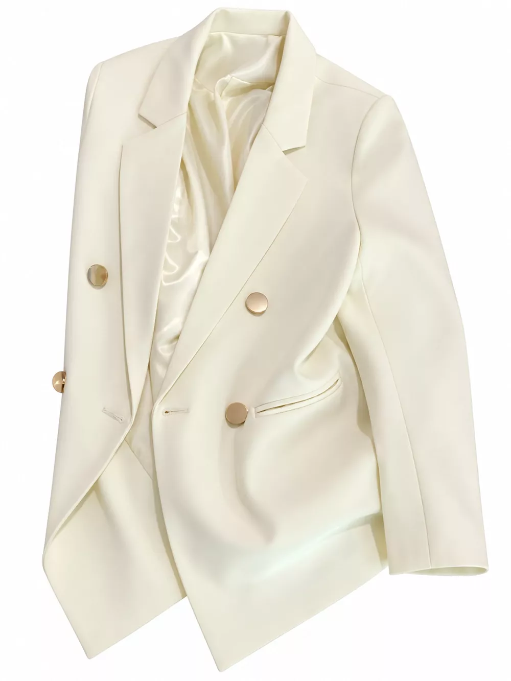 Full Size Minimalist Double-Breasted White Blazer Plus Size, image 53