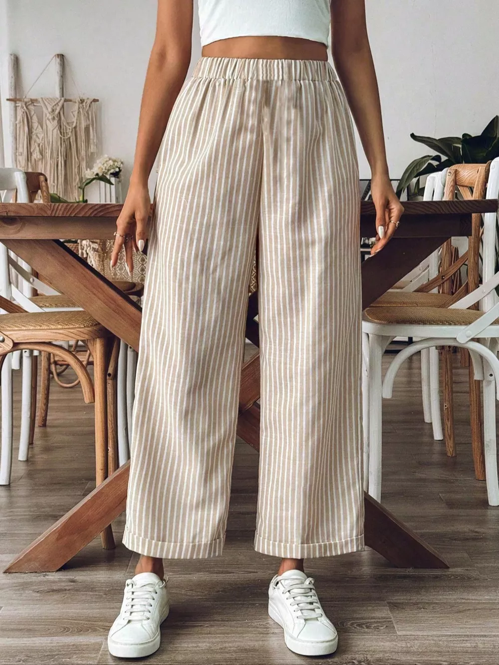 Striped High-Waisted Wide Leg Pants, image 4