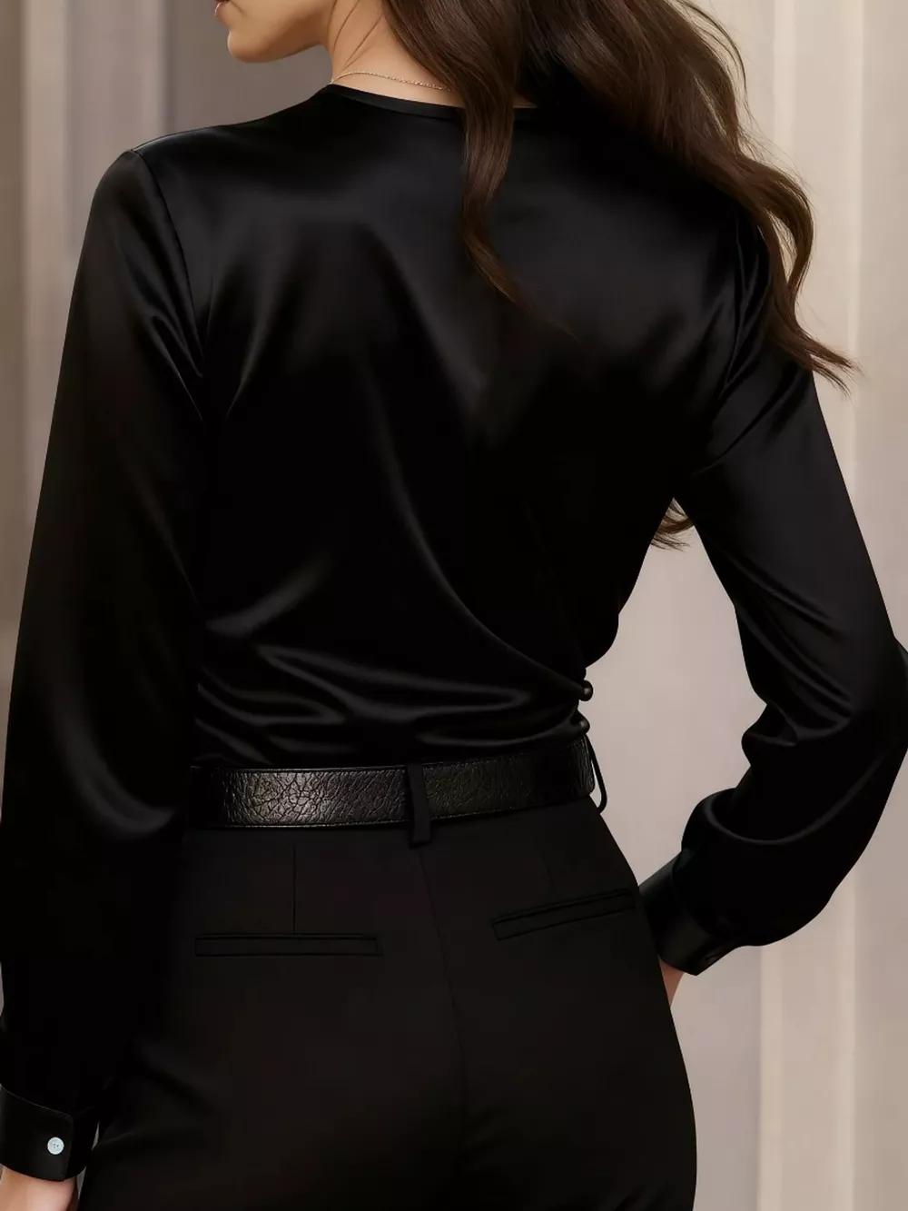 Satin Surplice Long Sleeve Blouse, image 11