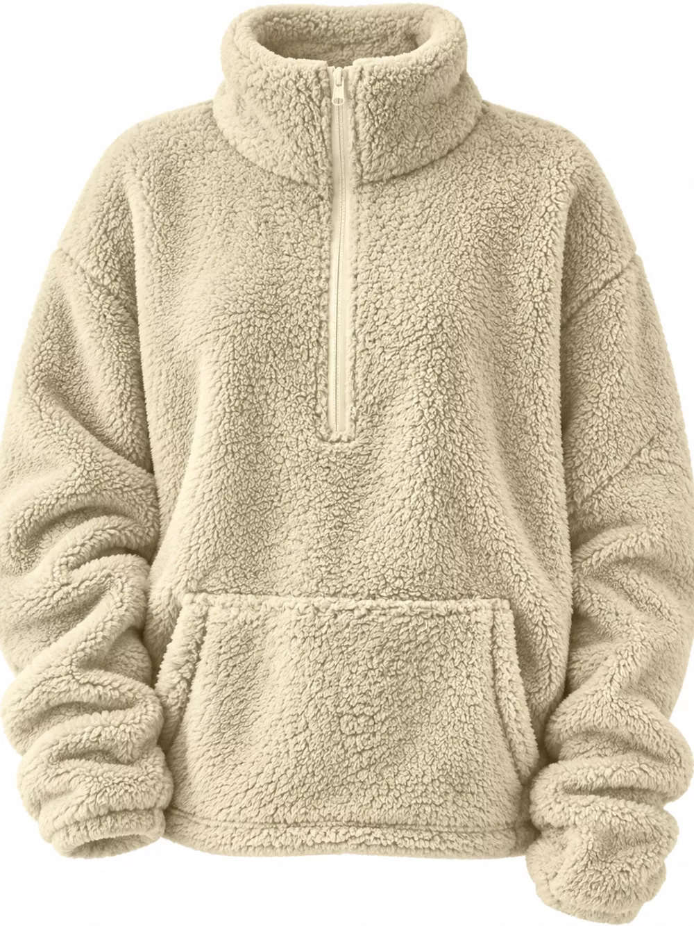 Full Size Sherpa Quarter-Zip Turtleneck Sweatshirt Plus Size, image 35