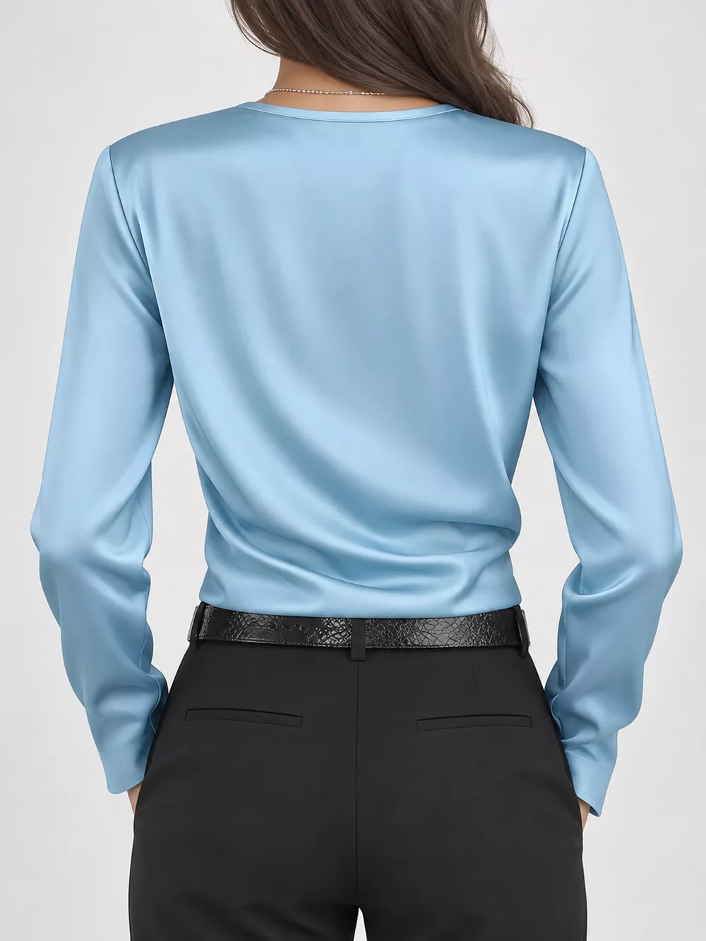 Satin Surplice Long Sleeve Blouse, image 36