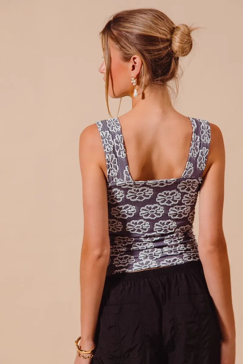 Two Tone Floral Seamless Tank Top, image 3