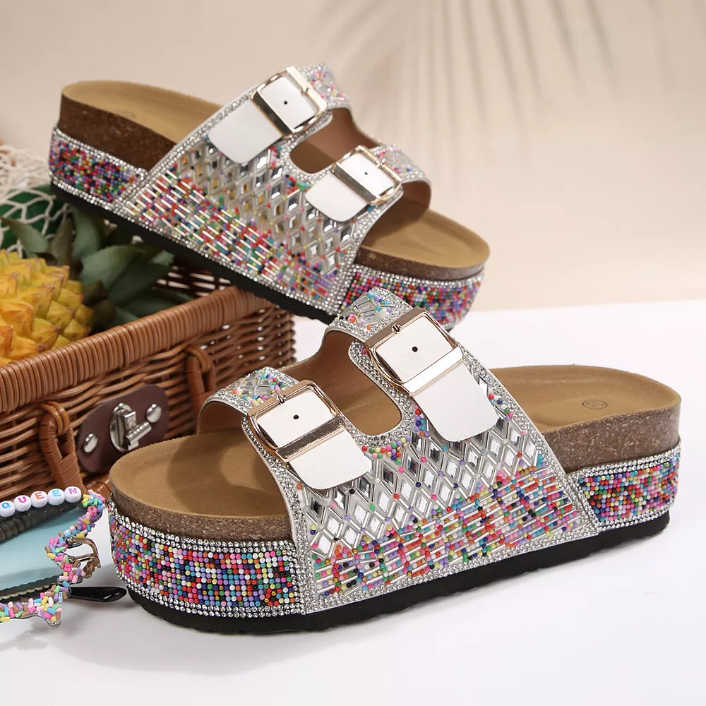 Rhinestone Double Buckle Sandals, image 9