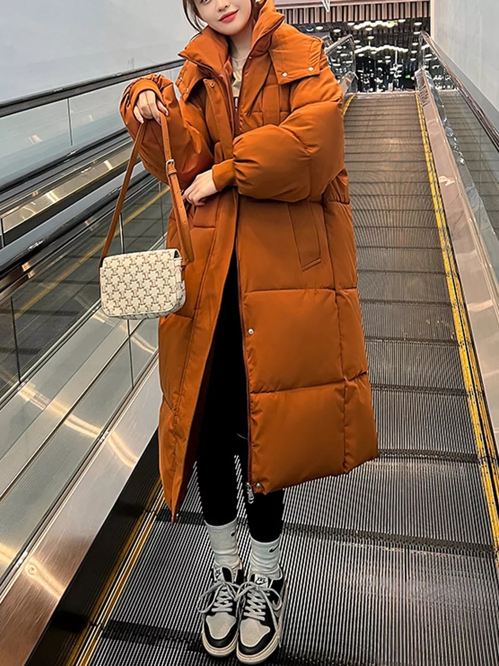 Plus Size Oversized Hooded Longline Puffer Coat, image 24