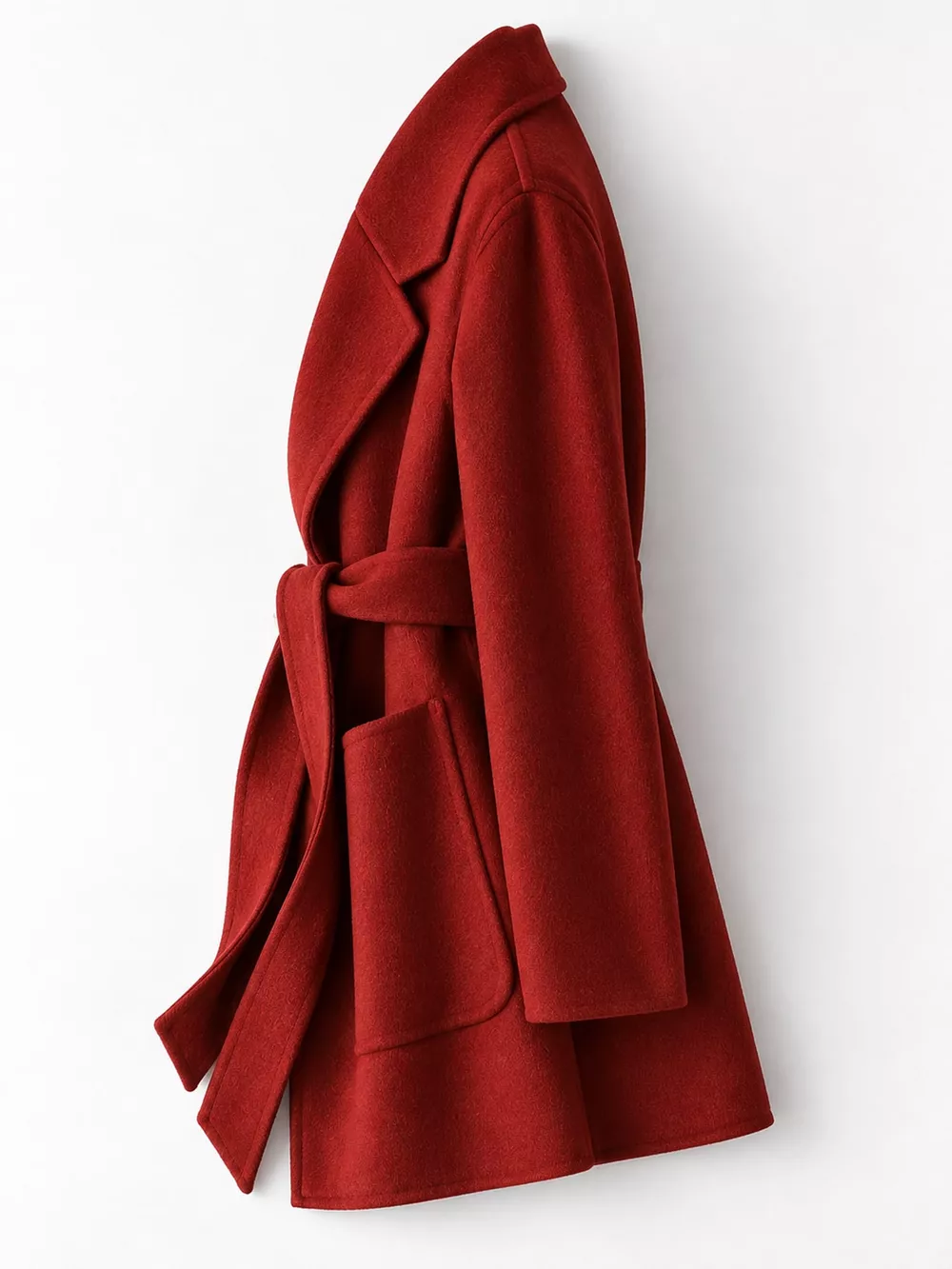 Double-Sided Wool Coat with Belted, image 14
