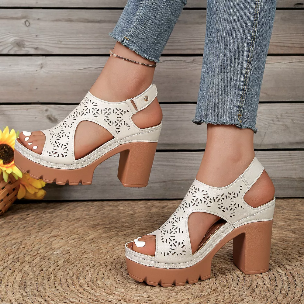 Open Toe Block Heels Sandals, image 7