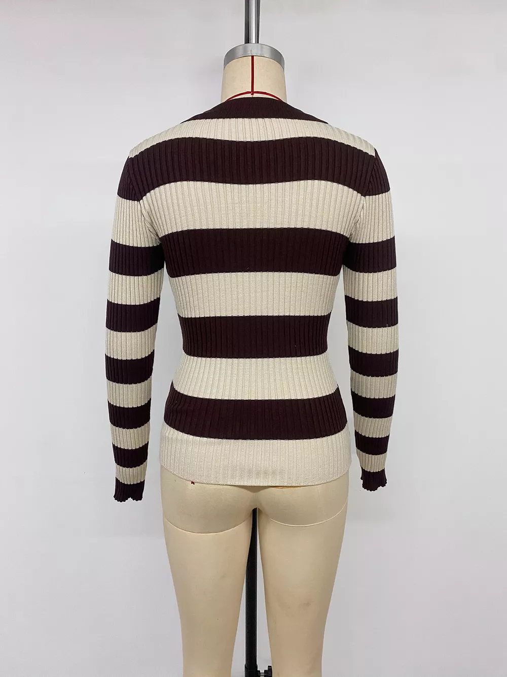 Striped Ribbed Knit Long Sleeve Sweater, image 11